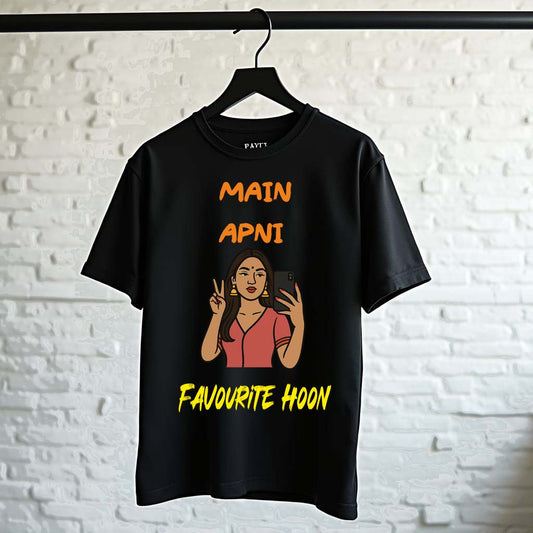 Main Apni Favourite Hoon – Oversized Desi Diva Black T-Shirt - Bolitee.in