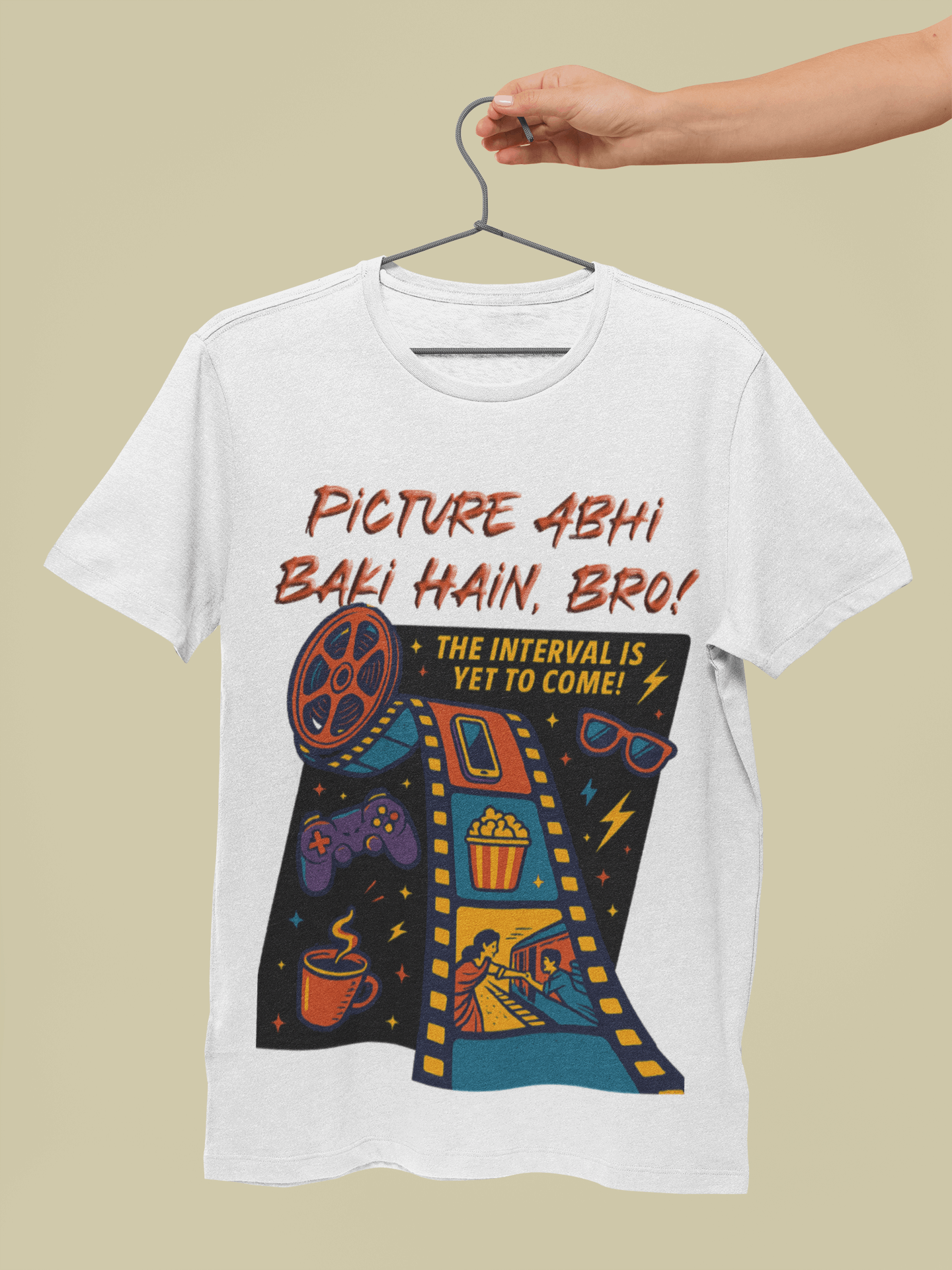 Picture Abhi Baaki Hai, Bro! – Retro Bollywood Pop Art T-Shirt